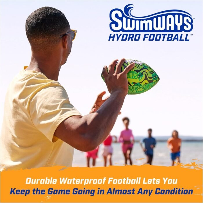 SwimWays Hydro Waterproof Football, Outdoor Games for Adults and Kids, Swimming Pool Accessories and Pool Party Games,9.25 Inches, Blue - Image 2