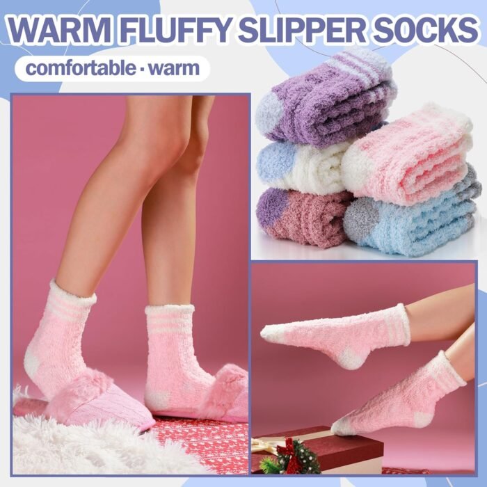 ANTSANG Womens Fuzzy Socks Slipper Winter Fluffy Cozy Cabin Warm Soft Fleece Comfy Home Socks - Image 3