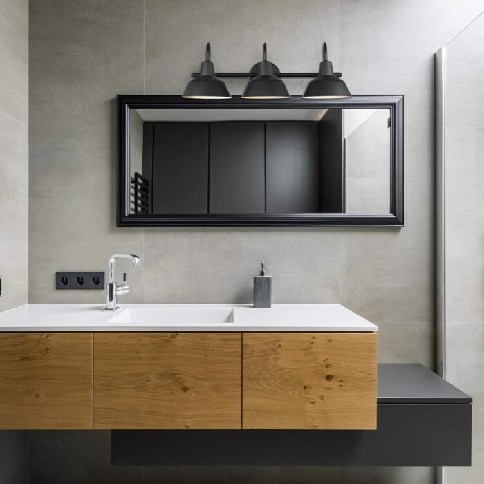 Globe Electric 51710 Bathroom Accessory Set, Matte Black, 3-Light Vanity Light, Towel Bar, Towel Ring, Robe Hook, Toilet Paper Holder, Bathroom Lights Over Mirror, Home Décor, Brooklyn, 5-Piece - Image 2