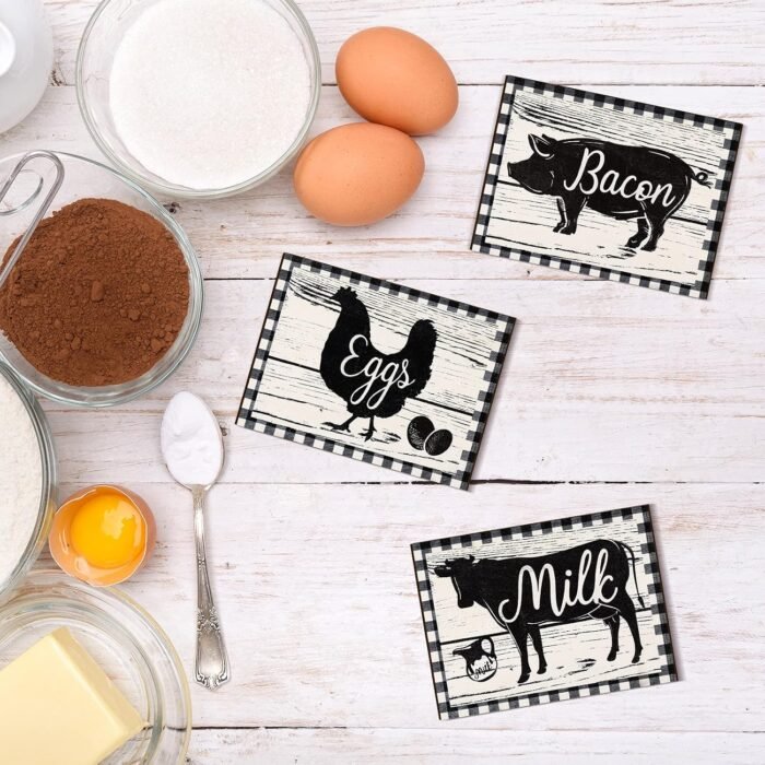 Jetec 3 Pieces Farmhouse Kitchen Signs Cow Rooster and Pig Decors 7.9 x 5.9 Inch Rustic Wooden Signs Country Wall Decorations for Kitchen Wall Decor and Home Decor - Image 3