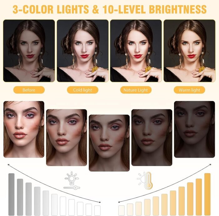 154 LED Phone Light, 5000Mah Rechargeable Selfie Light Clip Video Light, Adjusted 3 Light Modes, 10 Brightness Levels for Phone, Camera, Laptop, iPad, Light for Makeup, Video Conference, TikTok, Vlog - Image 5