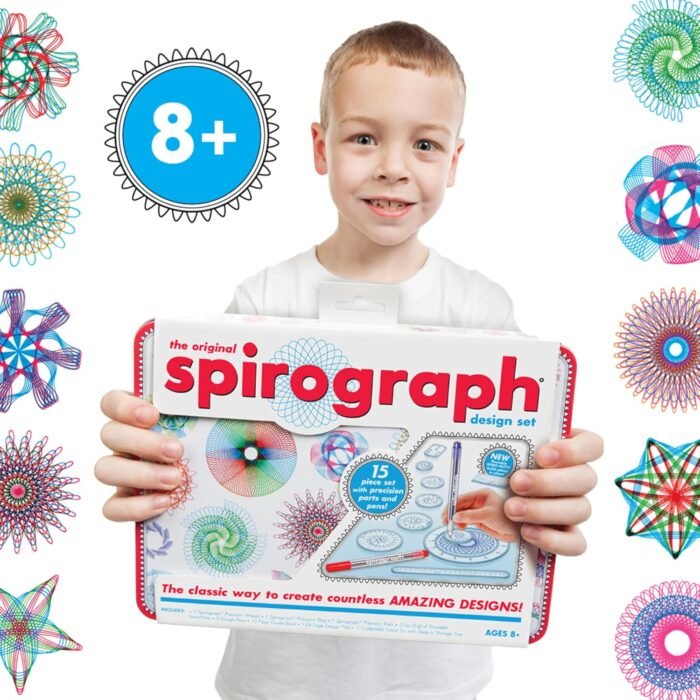 Spirograph Design Set Collectors Tin – Arts and Crafts, Kids Toys, Art Supplies, Craft Supplies, Drawing Kit, Spiral Art, Classic Gear Design Kit, Pens, Design Sheet Included, Ages 8 and Up - Image 5