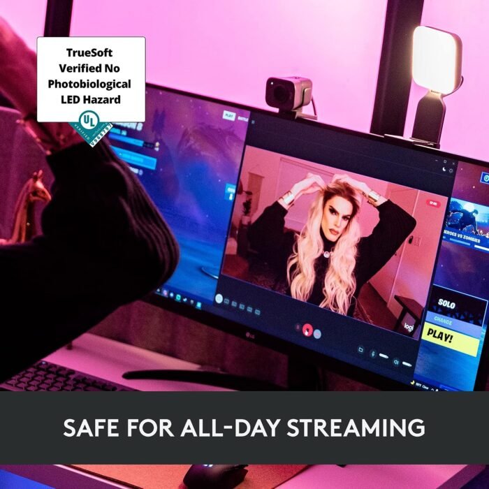 Logitech for Creators Litra Glow Premium LED Streaming Light with TrueSoft, adjustable monitor mount, brightness & color temp settings, desktop app control for PC/Mac - Graphite - Image 4