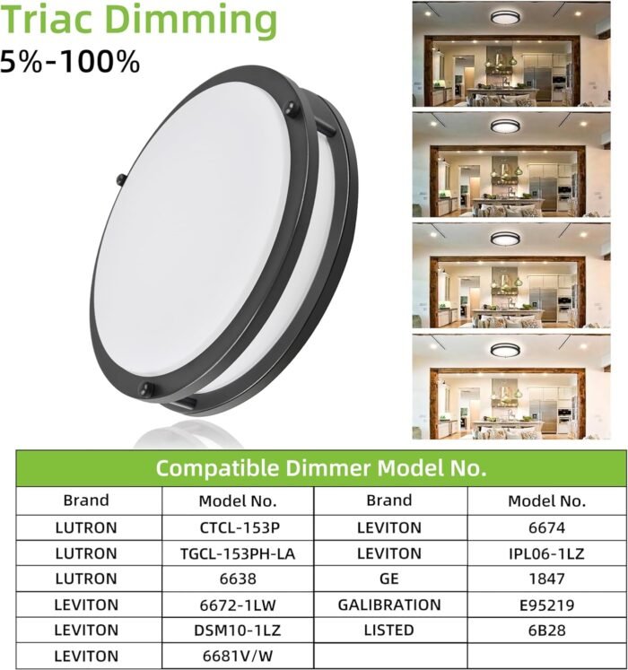 hykolity 10 inch Flush Mount LED Ceiling Light Fixture, 17W 1100lm, 2700K/3000K/3500K/4000K/5000K Adjustable Ceiling Lights, Oil Rubbed Bronze Saturn Dimmable Lighting for Hallway Bathroom or Kitchen - Image 5