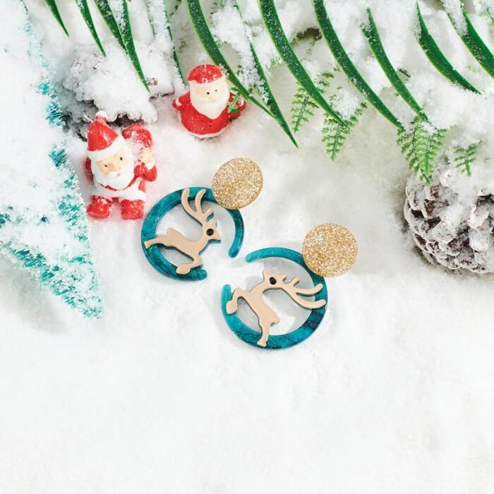 Christmas Snowflake/Jingle Bell/Bow Christmas Wreath/Candy/Snowman/Santa Claus Gift Gloves/Deer Earrrings Dangle Drop Holiday Jewelry Gifts for Women - Image 2