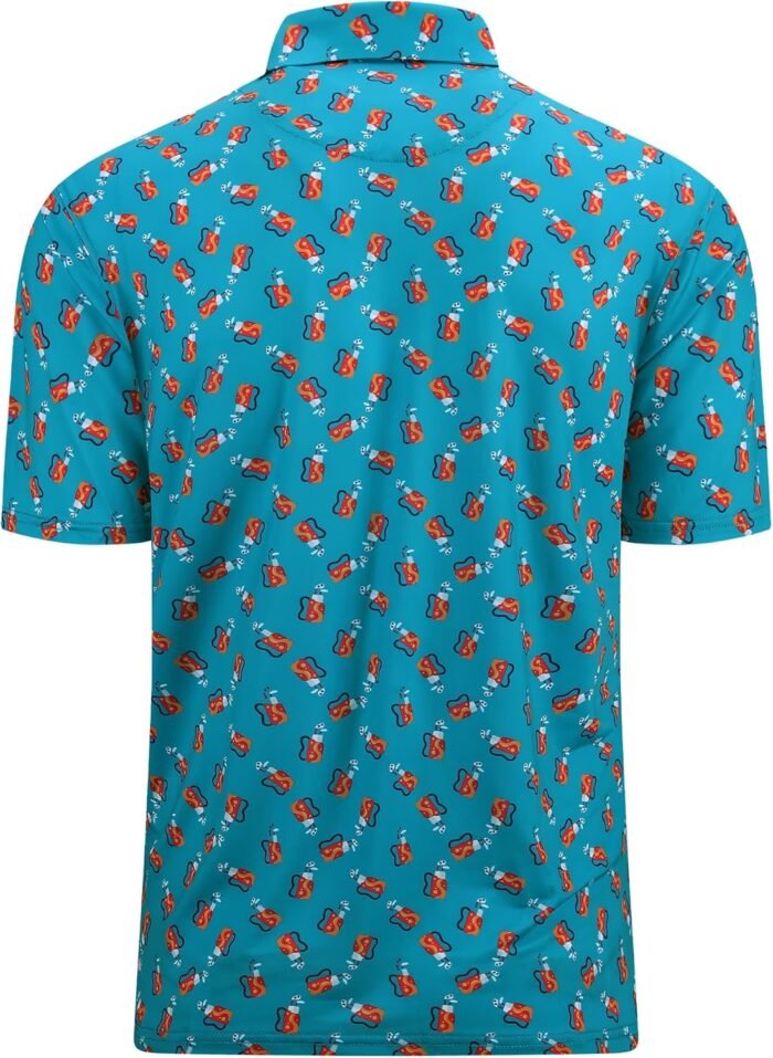 Esabel.C Golf Shirts for Men Dry Fit Performance Short Sleeve Print Moisture Wicking Collared Shirt - Image 2