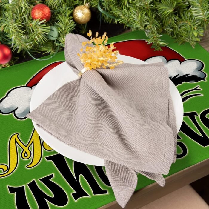 Seliem Christmas Merry Whatever Placemats Set of 4, Xmas Stink Stank Stunk Dining Table Place Mats Home Kitchen Decor, HO Resting Face Winter Holiday Decoration 12 x 18 Inch - Image 5