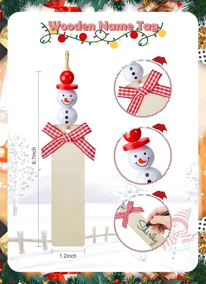 Minetom Christmas Stockings, 4 Pack 18 Inches Hanging Xmas Stocking with Personalized Name Tag, Snowman Deer Santa Gnome Burlap Plaid Stocking Holiday Christmas Decoration Gifts for Family Kids - Image 3