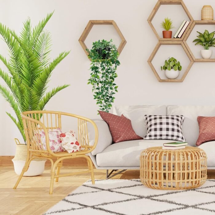 Whonline Fake Hanging Plants, Artificial Small Potted Plants for Indoor Outdoor Aesthetic Office Living Room Shelf Decor (1 Pack) - Image 6