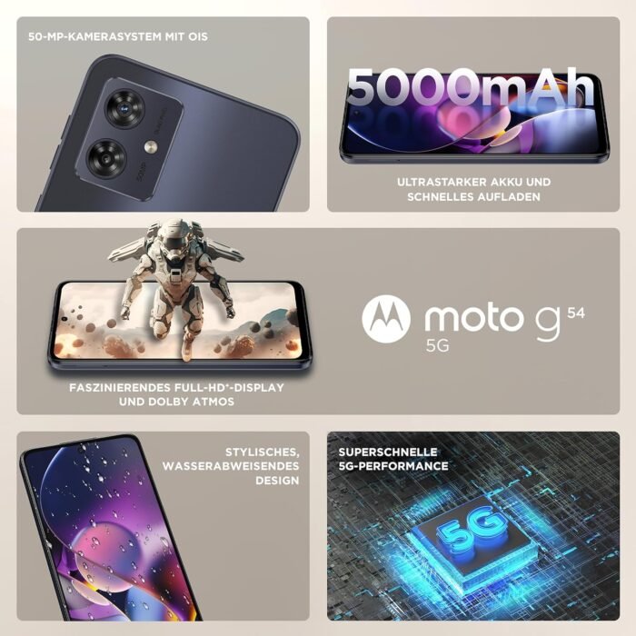 Motorola Moto G54 Dual-SIM 256GB ROM + 8GB RAM (Only GSM | No CDMA) Factory Unlocked 5G Smartphone (Midnight Blue) - International Version - Image 3