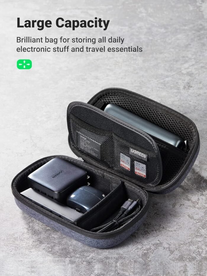 UGREEN Storage Bag Electronic Accessories Pouch Cable Waterproof Bag Travel Protection Shockproof Organizer for USB Flash Drive Charger External Battery Memory Card - Image 4