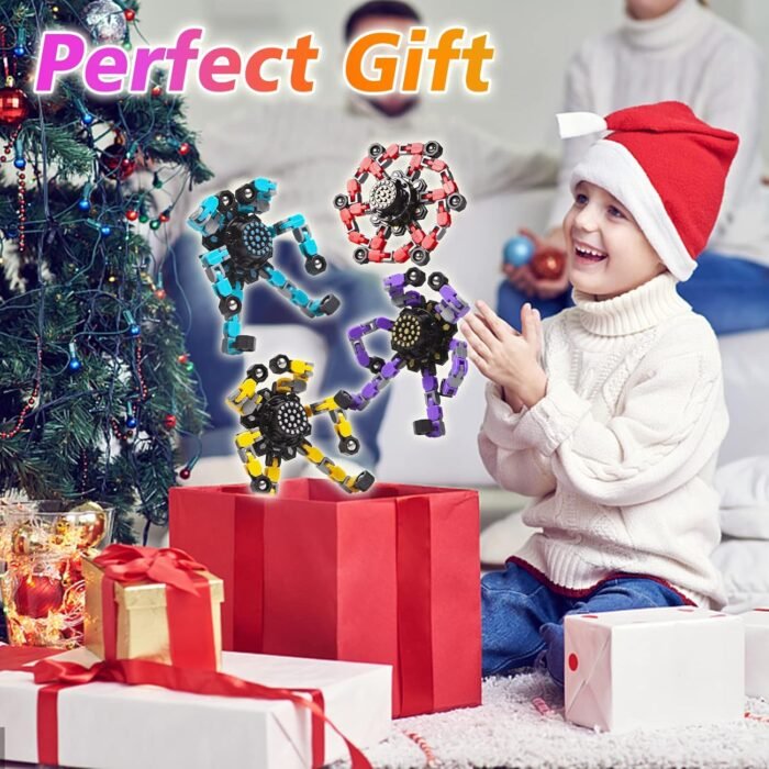 Transformable Fidget Spinners 4 Pcs for Kids and Adults Stress Relief Sensory Toys for Boys and Girls Fingertip Gyros for ADHD Autism for Kids Gifts (Fidget Toy 4pc) - Image 6