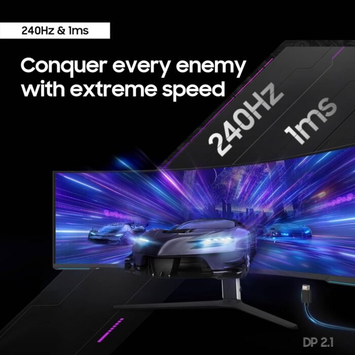 SAMSUNG 57" Odyssey Neo G9 Series Dual 4K UHD 1000R Curved Gaming Monitor, 240Hz, 1ms with DisplayPort 2.1, Quantum Mini-LED, DisplayHDR 1000, AMD FreeSync Premium Pro, LS57CG952NNXZA, 2023 - Image 3
