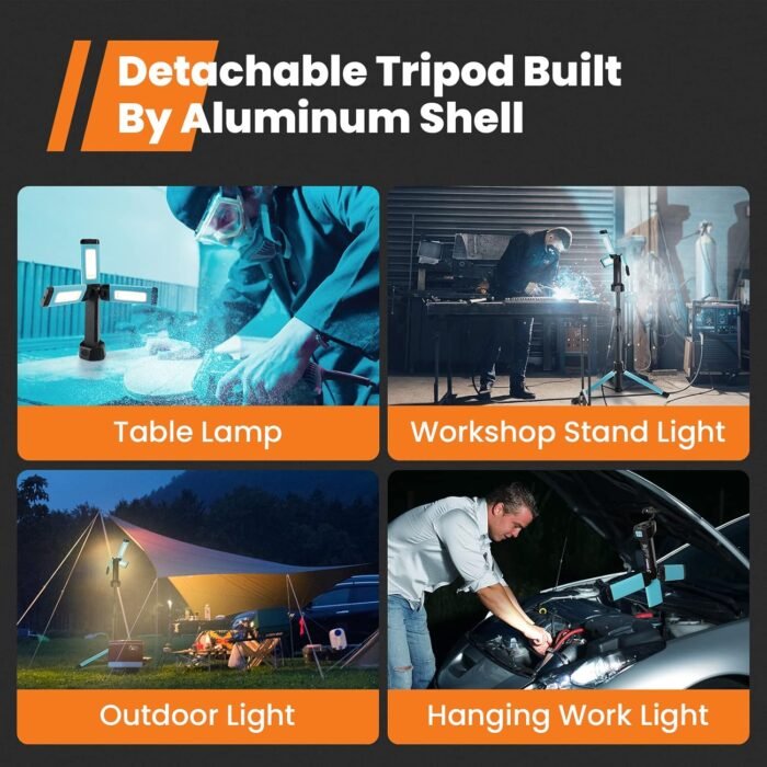 Rechargeable Work Light with Stand, GoGonova Cordless Work Light with Triple LED Lamps, 8AH Battery, 700/1200/2200 Lumen, 4000/6500K Dimmable Led Work Light Kit - Image 5
