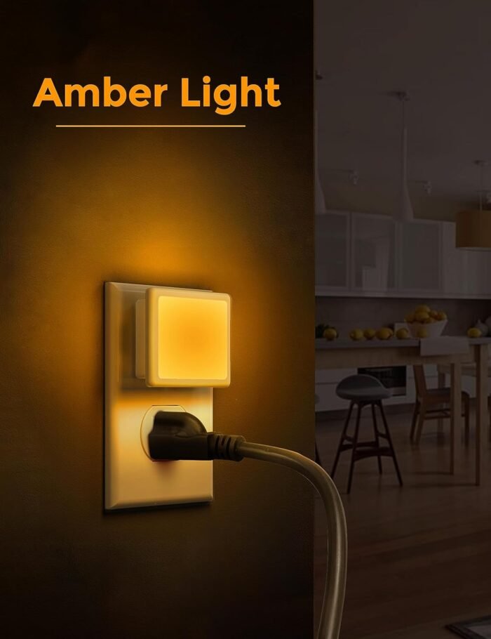 L LOHAS LED Night Lights Plug into Wall 2-Pack, 0.3W Plug in Night Light, Dusk to Dawn, 2000K Amber Light, Sleep Aid Nightlight Auto-On/Off, for Adults Kids Room, Bedroom, Bathroom, Hallway, Non-Dim - Image 2