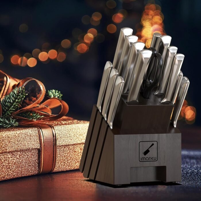imarku Knife Set, 16 PCS High Carbon Japanese Stainless Steel Knife Sets for Kitchen with Block, Ultra Sharp Kitchen Knife Set with Sharpener Chef Knife Set, Dishwasher Safe, Christmas Gifts - Image 9