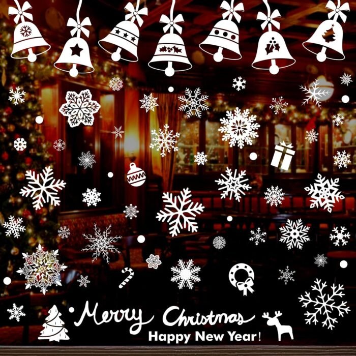 284 Pcs Christmas Window Clings Christmas Window Stickers Snowflake Window Clings Decals for Christmas Decorations Holiday Decorations Ornaments Party Supplies 9 Sheets - Image 3