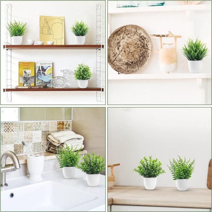 Der Rose 4 Pack Fake Plants Small Artificial Faux Potted Plants for Living Room Home Office Farmhouse Bathroom Kitchen Decor Indoor - Image 6