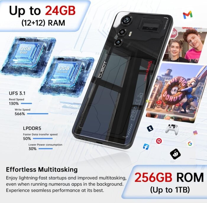 CUBOT MAX 5 5G Cell Phone Unlocked, 24GB+256GB Android 14 Phone, 6.95" FHD+ 144Hz Display, 100MP+32MP Camera, MediaTek 8200 4nm Processor Gaming Phones, 5100mAh Battery(33W) Smartphone, Dual SIM/NFC - Image 4
