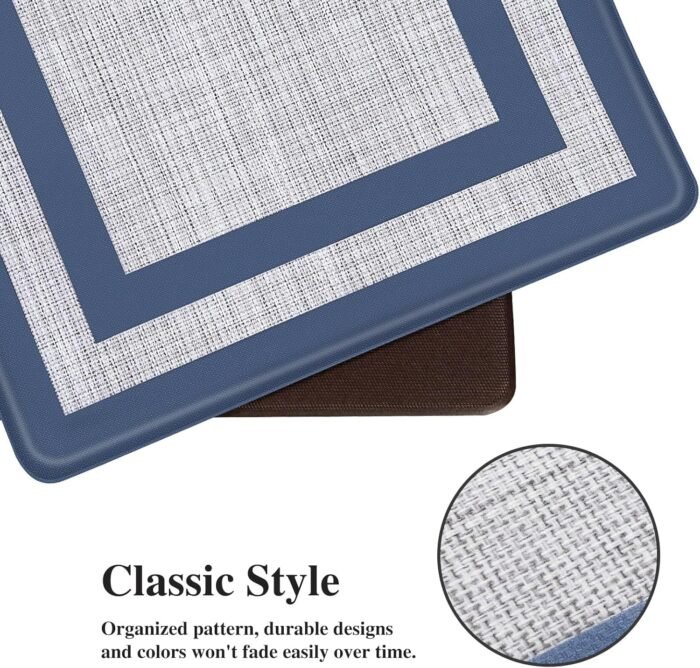 Mattitude Kitchen Mat [2 PCS] Cushioned Anti-Fatigue Non-Skid Waterproof Rugs Ergonomic Comfort Standing Mat for Kitchen, Floor, Office, Sink, Laundry, Blue and Gray - Image 4