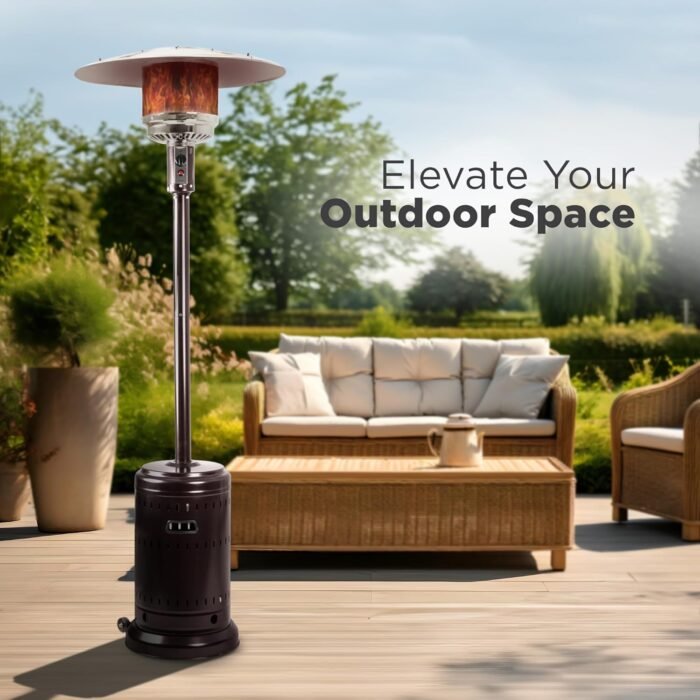 Amazon Basics 46,000 BTU Outdoor Propane Patio Heater with Wheels, Commercial & Residential, Havana Bronze, 32.1 x 32.1 x 91.3 inches (LxWxH) - Image 5