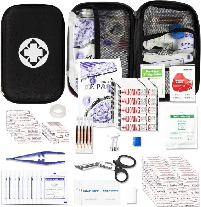 276Pcs Car First Aid Kit for Home Essentials First Aid Emergency Kit First Aid Kits Travel Equipment for Sport Outdoor Adventure Black angel wish