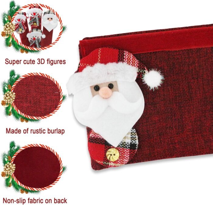 Mosoan Christmas Decorations Indoor 6 Pack Christmas Refrigerator Fridge Door Handle Covers, Santa Snowman Christmas Kitchen Decor Appliance Handle Cover Xmas Holiday Decor - Image 3