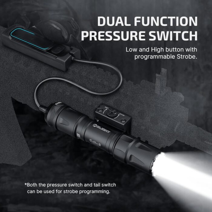 OLIGHT Odin S 1500 Lumens MLOK Rail Mounted Weaponlight Rechargeable Tactical Flashlight with Upgraded Remote Pressure Switch, 250 Meters Throw Distance, IPX8 Waterproof (Desert Tan) - Image 9
