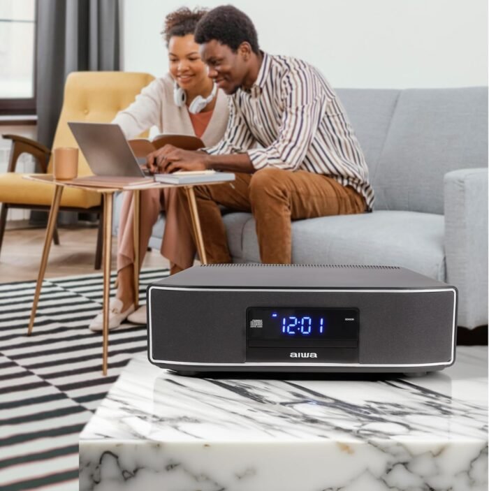 AIWA Exos Home Speaker, Premium 30W RMS Sound System with CD Player, Bluetooth Connectivity, FM Radio, Optical Digital Input, Dual 1” Tweeters + Dual 2” Bass Units, IR Remote Control - Image 6