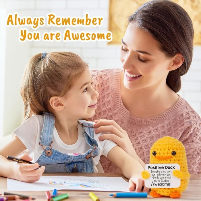MBL Inspirational Crochet Positive Duck – Handmade Emotional Cheer Support Funny Pickle Potato Gifts for Women Friend Men Coworker Birthday Christmas Stocking Stuffer White Elephant Under 10 Dollars - Image 4