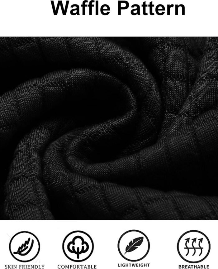 COOFANDY Mens Hooded Sweatshirt Casual Long Sleeve Drawstring Waffle Knit Pullover Hoodies - Image 5