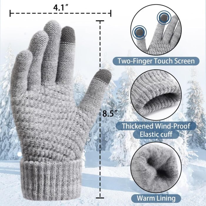 Premillow Winter Gloves Womens, Touchscreen Gloves for Women, Warm Gloves with Elastic Cuff Knit Gloves for Cold Weather - Image 4