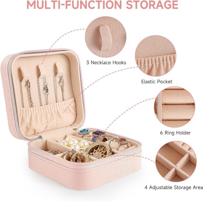 Personalized Jewelry Box for Women, Custom Travel Jewelry Case with Name and Heart, Small Jewelry Organizer for Rings, Earrings, Necklaces, Personalized Gifts for Women - Image 4
