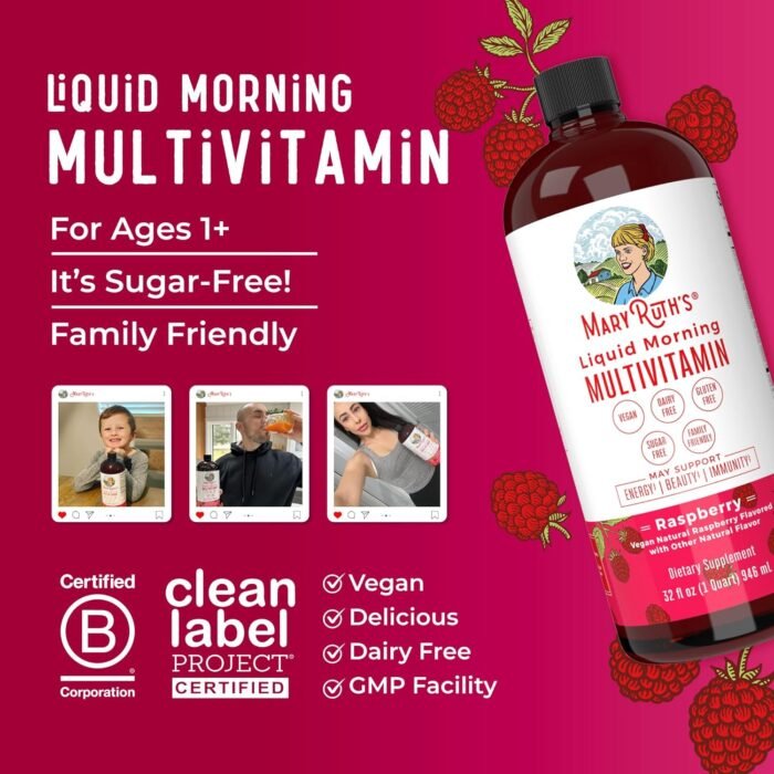 Multivitamin for Women Men & Kids | Vegan, Sugar Free | Womens Multivitamin & Multimineral | Vitamins for Women | Beauty & Energy Women's Multivitamin | Daily Multivitamins | Non-GMO | 32 Fl Oz - Image 4