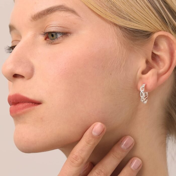Senteria 925 Sterling Silver Earrings Hoops for Women Lightweight Twisted Hoop Earrings With Cubic Zirconia Hypoallergenic Hoops Earrings (20/30/40/50/60MM) - Image 2