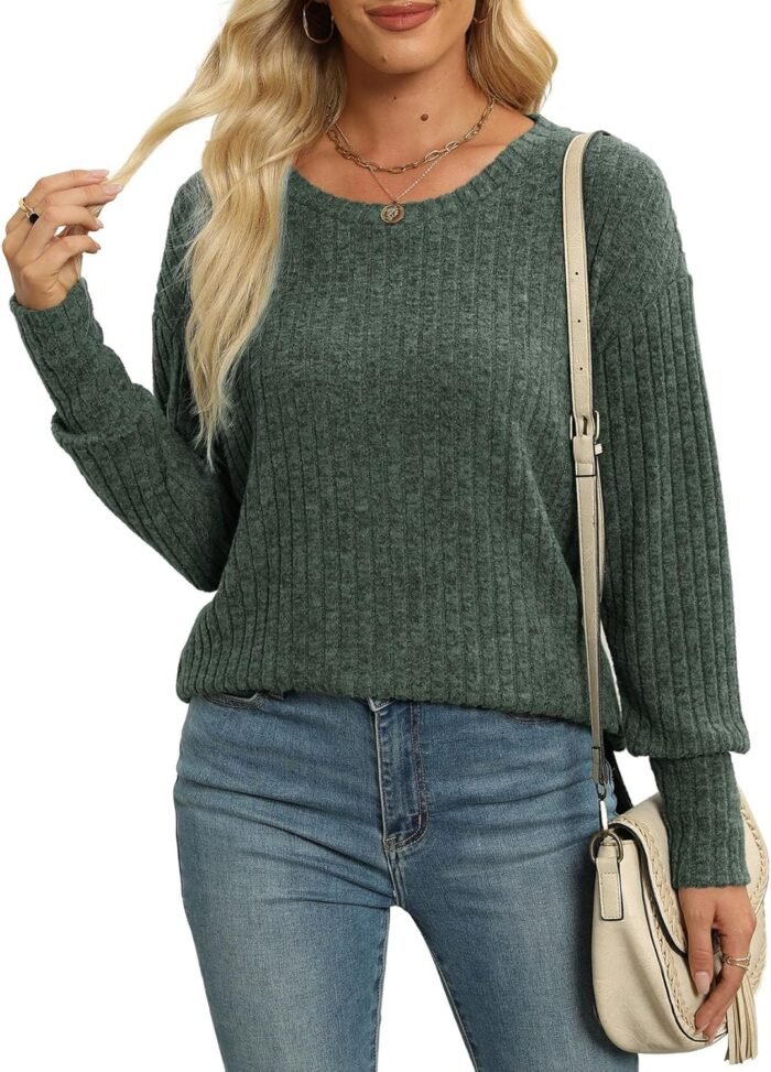 Heymiss Womens Sweaters Dressy Casual Crewneck Long Sleeve Shirts Loose Fall Fashion Sweatshirts - Image 2
