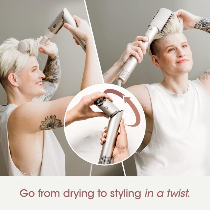 Shark HD430 FlexStyle Air Styling & Drying System, Powerful Hair Dryer Brush & Multi-Styler with Auto-Wrap Curlers, Paddle Brush, Oval Brush, Concentrator Attachment, Stone - Image 2