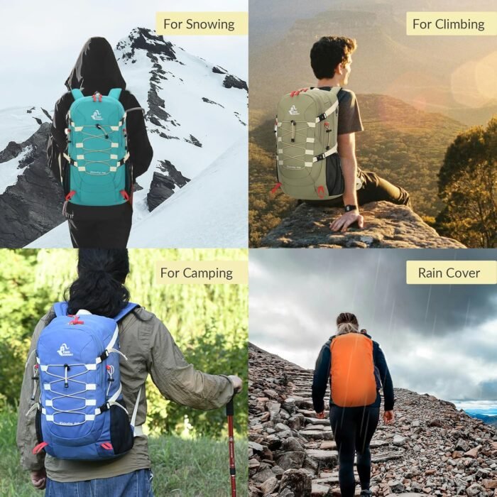 Bseash 40L Waterproof Hiking Backpack with Rain Cover, Outdoor Sport Travel Bag Daypack for Camping Climbing Skiing Cycling (Black) - Image 7