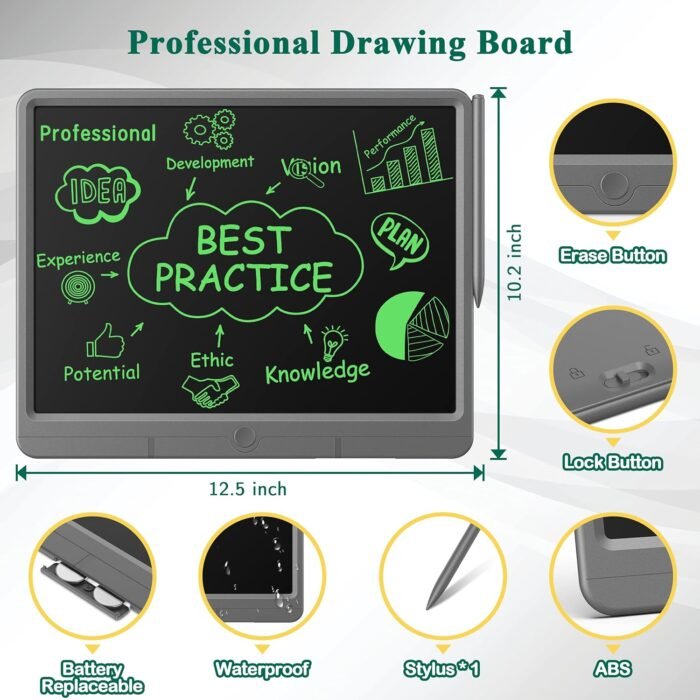TUGAU LCD Writing Tablet 15 Inch, Erasable Electronic Writing Pad, Large Doodle Board, Portable Drawing Tablet Gift for Kids & Adults, Digital Paper Handwriting Pad for Business Office Homeschool - Image 4