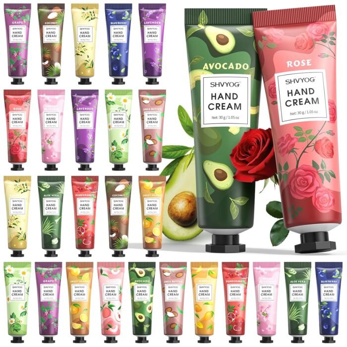 SHVYOG 28PCS Hand Cream Gift Set, Christmas Gifts Stocking Stuffers for Women, Bridesmaid Gifts Travel Size Hand Lotion for Dry Cracked Hands, Mini Hand Lotion Bulk, 28 x 30ml