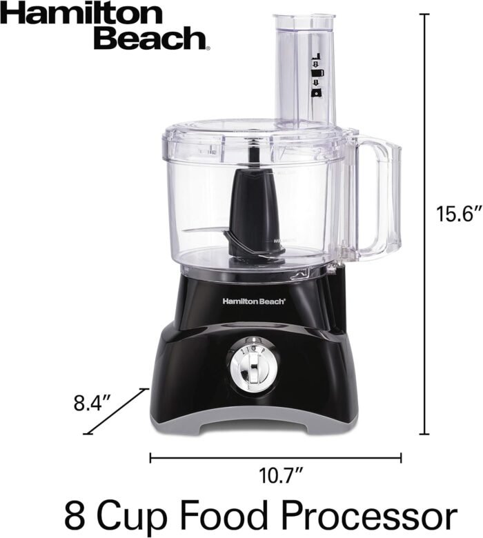 Hamilton Beach Food Processor & Vegetable Chopper for Slicing, Shredding, Mincing, and Puree, 8 Cup, Black - Image 8