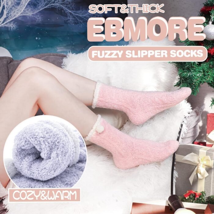 EBMORE Womens Fuzzy Socks Slipper Fluffy Cozy Comfy Cabin Plush Warm Winter Sleep Home Soft Socks - Image 3