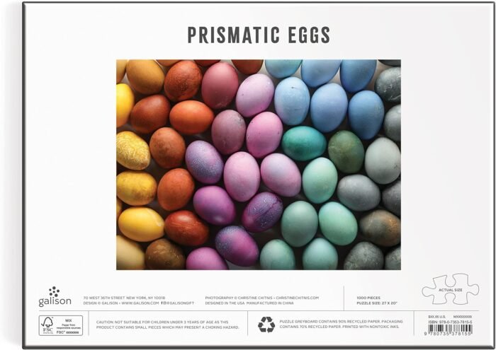 Galison Prismatic Dyed Easter Eggs – 1000 Piece Puzzle Fun and Challenging Activity with Bright and Bold Artwork of Eggs Arranged by Color - Image 4