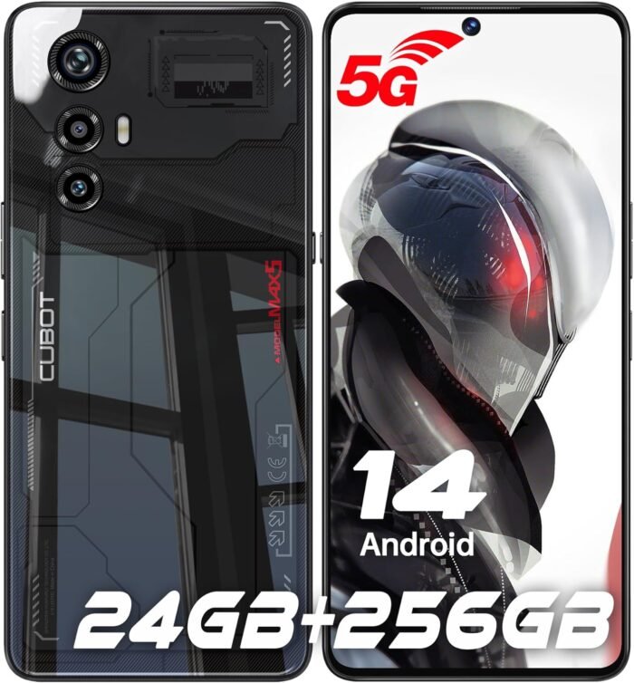 CUBOT MAX 5 5G Cell Phone Unlocked, 24GB+256GB Android 14 Phone, 6.95" FHD+ 144Hz Display, 100MP+32MP Camera, MediaTek 8200 4nm Processor Gaming Phones, 5100mAh Battery(33W) Smartphone, Dual SIM/NFC