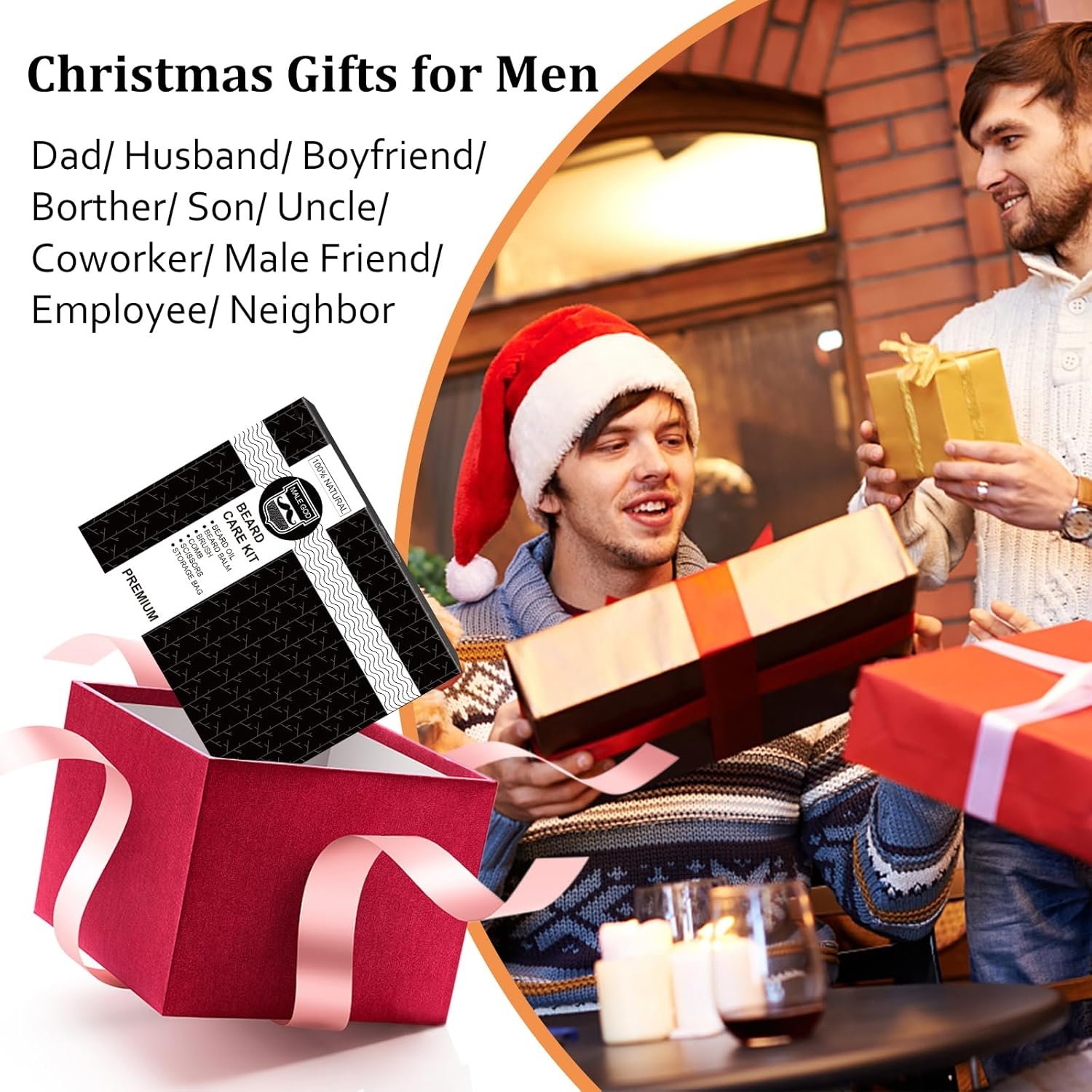 MALE GOD Gifts for Men, Beard Kit with Beard Oil, Balm, Comb, Brush, Scissors, Beauty Gift Sets for Him, Birthday & Christmas, Stocking Stuffers for Adults Men, Boyfriend, Husband, Son, Friend, Dad - Image 2