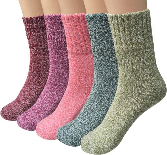 Loritta Wool Socks for Women Warm Winter Socks Thick Knit Soft Cabin Cozy Crew Boot Socks Gifts