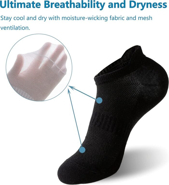 Irisbear Ankle Socks for Women, Running Athletic Low Cut Tab Socks Sports No Show Socks 6-Pairs - Image 2