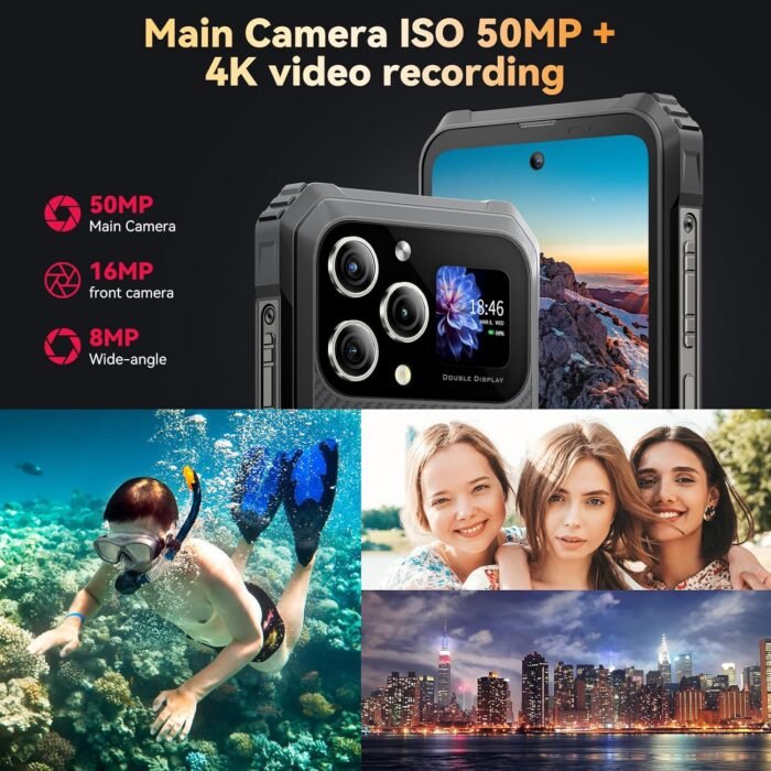 Blackview BL8000 5G Rugged Smartphone, 24GB+512GB SD 2TB Rugged Phones, 6.78" 2.4K 120Hz Android 13 Phones +1.32" Back Display, 50MP+16MP Camera, 8800mAh/33W, IP68 Waterproof, 5G LTE, Fingerprint/NFC - Image 6