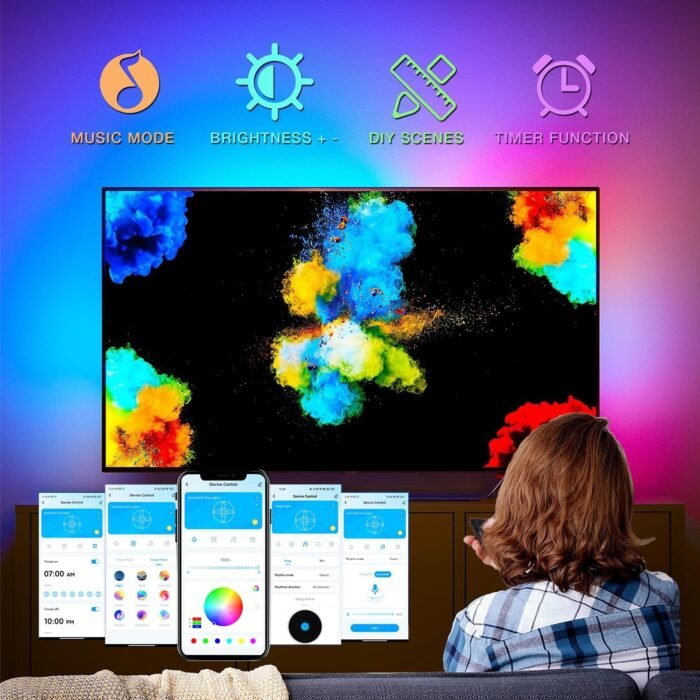 DAYBETTER LED Lights for TV 65 Inch,TV Led Backlight,15ft Led TV Lights,USB Led Strip Lights for TV 65-75 inch with Remote,Room Led Lights for Bedroom Bluetooth,HDTV Mood Lighting,Gaming Room Decor - Image 3