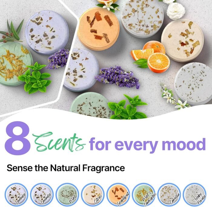 Shower Steamers Aromatherapy BLRIET 8 Pack Gifts for Women, Men, Mom, Teen Lavender Natural Essential Oil Home Spa Self Care Relaxation Stress Relief Shower Bombs Birthday Gifts Stocking Stuffers - Image 3